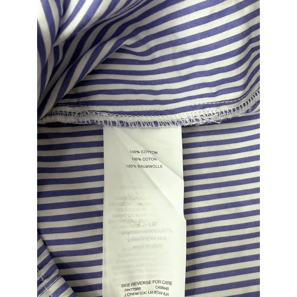 J.Crew Ruffle Poplin Shirt Blue White Striped Cotton Button-Up Womens 4 - Picture 6 of 7